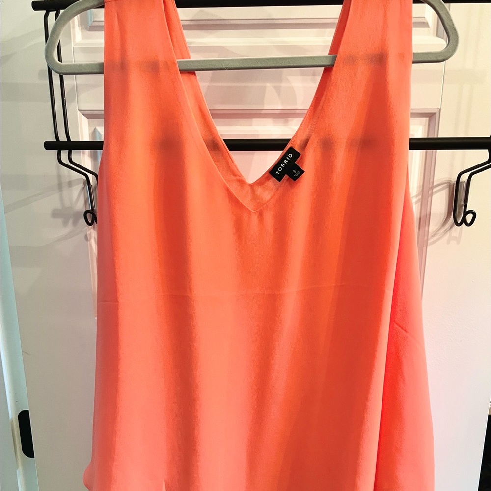 Hot coral swing tank, double layer chiffon. Torrid size 3.